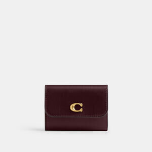 Coach Essential Card Holder Wallet In Colorblock. Brass/Merlot/Multi
